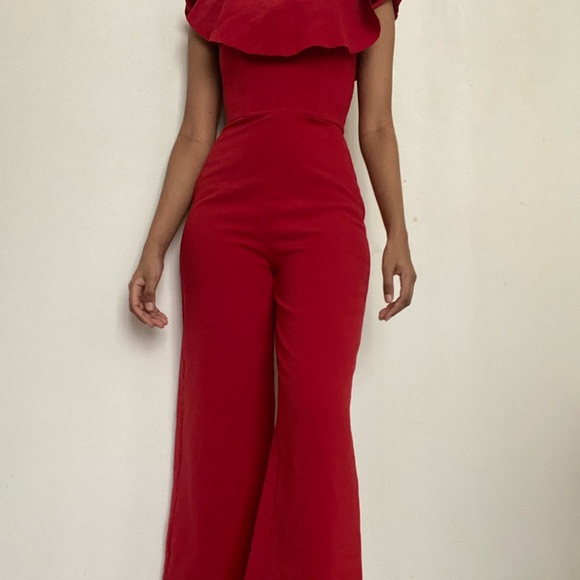 H&M Red jumpsuit corseted with lined boning - Picture 3 of 5
